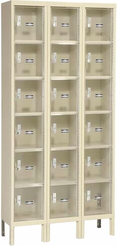 Hallowell Global Clear View Locker Six Tier 12x12x12-18 Doors Unassembled - Tan in Kuwait