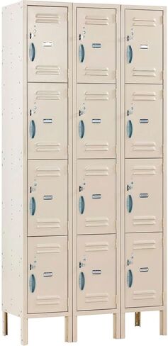 Global Industrial 4-Tier 12 Door Locker, 36" W x 15" D x 78" H, Tan, Unassembled in Kuwait