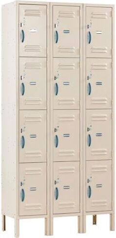 Global Industrial 4-Tier 12 Door Locker, 36" W x 15" D x 78" H, Tan, Unassembled in Kuwait