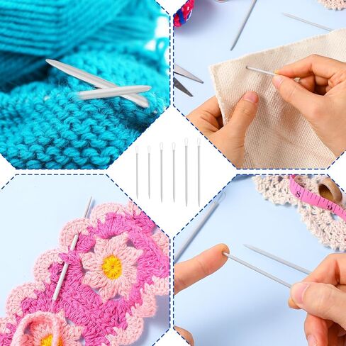 TIESOME 6 Pcs Yarn Needles Large Eye for Crochet, Metal Darning Needles with Stitch Markers for Knitting, Crocheting, Weaving (Gray, 9/7.9/7.3 cm) in Kuwait