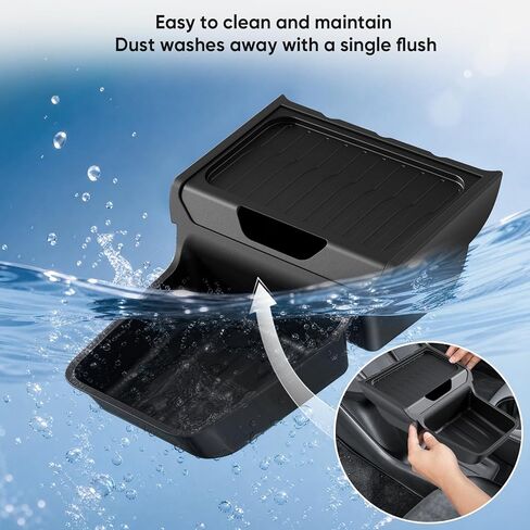 Lower Center Console Organizer for Tesla Model Y Standard 2025+, No More Digging in a Deep Console, Insert Tray with Easy-Open Lid, Dual-Layer with Quick Access & Deep Storage, TPE, 2PCS,Black in Kuwait