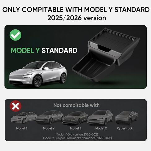 Lower Center Console Organizer for Tesla Model Y Standard 2025+, No More Digging in a Deep Console, Insert Tray with Easy-Open Lid, Dual-Layer with Quick Access & Deep Storage, TPE, 2PCS,Black in Kuwait