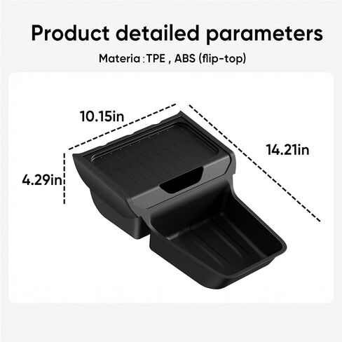 Lower Center Console Organizer for Tesla Model Y Standard 2025+, No More Digging in a Deep Console, Insert Tray with Easy-Open Lid, Dual-Layer with Quick Access & Deep Storage, TPE, 2PCS,Black in Kuwait
