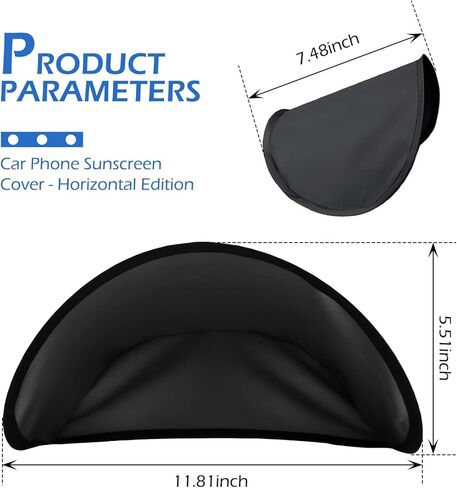 Cell Phone Sun Shade, Anti-glare & Heat-blocking Vehicle Dashboard Phone Cover, No-install Foldable Mobile Sunproof Shade, Universal for Cars, Trucks, SUVs (Black) in Kuwait