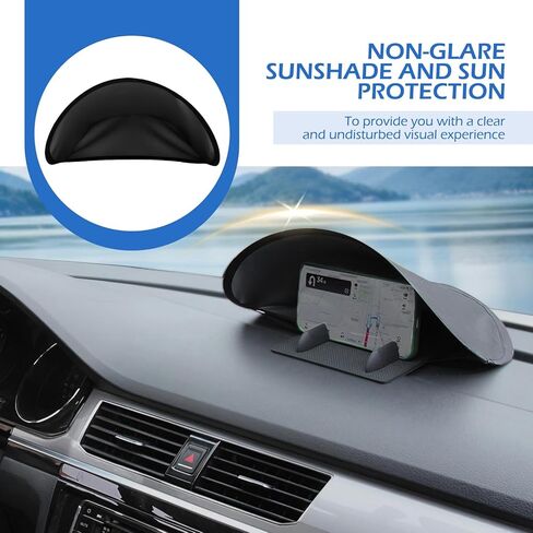 Cell Phone Sun Shade, Anti-glare & Heat-blocking Vehicle Dashboard Phone Cover, No-install Foldable Mobile Sunproof Shade, Universal for Cars, Trucks, SUVs (Black) in Kuwait
