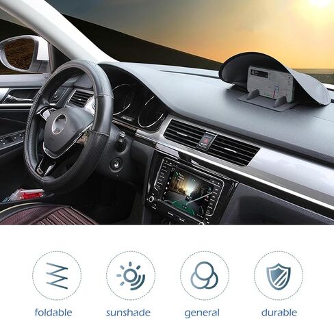 Cell Phone Sun Shade, Anti-glare & Heat-blocking Vehicle Dashboard Phone Cover, No-install Foldable Mobile Sunproof Shade, Universal for Cars, Trucks, SUVs (Black) in Kuwait