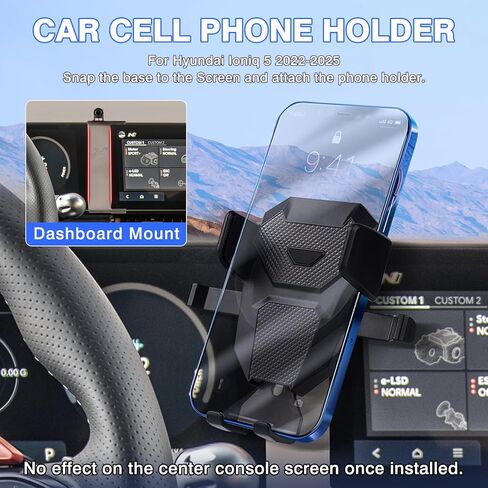 Karltys Car Phone Holder for Hyundai Ioniq 5 2022-2025 2026 Accessories, Hands Free Thick Case Friendly Cell Phone Holder Dashboard Phone Mount in Kuwait