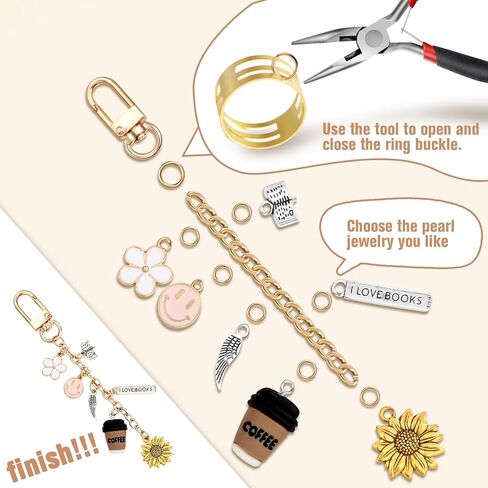 sunla 249Pcs Charms Lip Gloss Keychain Making Kit, DIY Craft Supplies with Charms, Key Chain Hooks, Jump Rings, Chains & Tools, Jewelry Making Kit for Custom Keychains, Bags in Kuwait