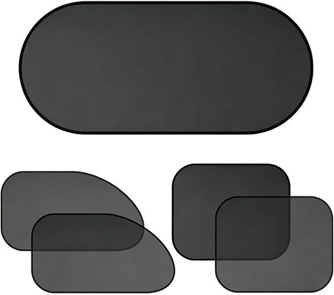 5 PCS Car Window Sun Shades Set, Sun Blocking & Heat Insulation Shield, One-way Mesh Privacy Protection Screen with 12 Suction Cups, Foldable Cover for Most Cars SUVs (Black) in Kuwait