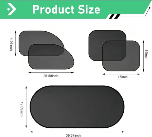 5 PCS Car Window Sun Shades Set, Sun Blocking & Heat Insulation Shield, One-way Mesh Privacy Protection Screen with 12 Suction Cups, Foldable Cover for Most Cars SUVs (Black) in Kuwait