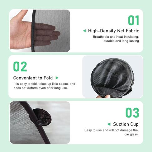 5 PCS Car Window Sun Shades Set, Sun Blocking & Heat Insulation Shield, One-way Mesh Privacy Protection Screen with 12 Suction Cups, Foldable Cover for Most Cars SUVs (Black) in Kuwait