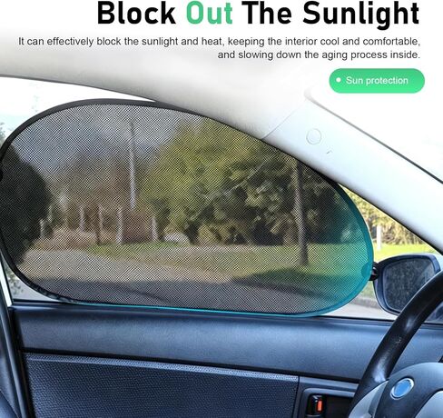 5 PCS Car Window Sun Shades Set, Sun Blocking & Heat Insulation Shield, One-way Mesh Privacy Protection Screen with 12 Suction Cups, Foldable Cover for Most Cars SUVs (Black) in Kuwait