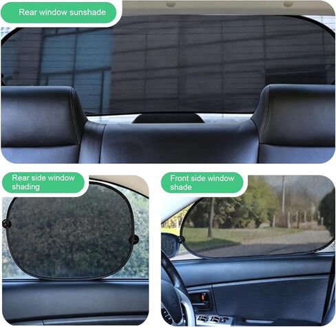 5 PCS Car Window Sun Shades Set, Sun Blocking & Heat Insulation Shield, One-way Mesh Privacy Protection Screen with 12 Suction Cups, Foldable Cover for Most Cars SUVs (Black) in Kuwait
