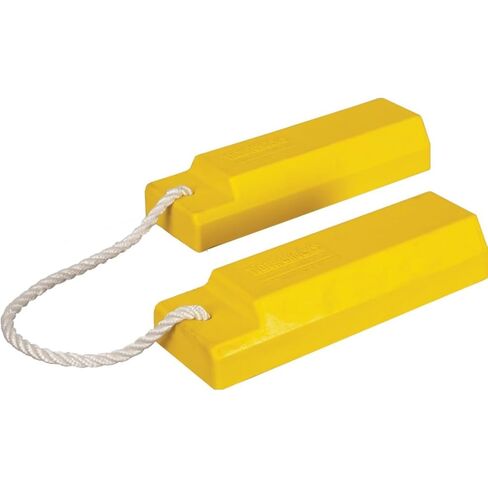 Checkers 15" Airplane Chocks, Aviation Wheel Chocks for Small to Mid-Sized Aircraft, Roped Pair Tire Chock, Durable Lightweight Urethane, Yellow, AC3515-P in Kuwait