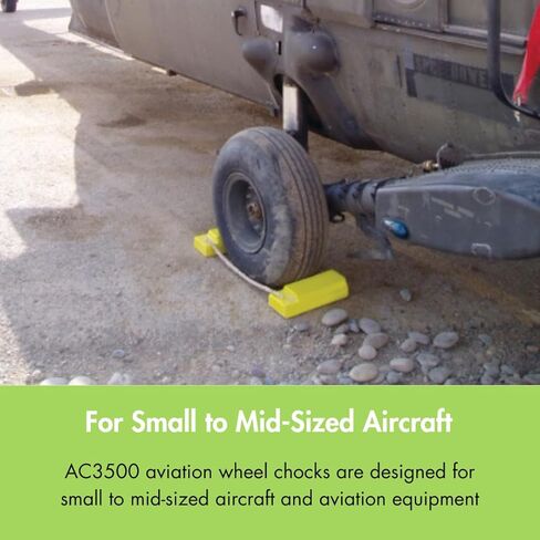 Checkers 15" Airplane Chocks, Aviation Wheel Chocks for Small to Mid-Sized Aircraft, Roped Pair Tire Chock, Durable Lightweight Urethane, Yellow, AC3515-P in Kuwait