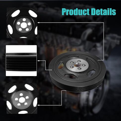 AULINK 594-407 Harmonic Balancer Crankshaft Pulley (L5 2.5L) For Volkswagen Beetle 2006-2010/2012-2018,Golf 2010-2014,Jetta 2005-2014,Passat 2012-2018,Rabbit 2006-2009#594407 07K105243B 07K105243F in Kuwait