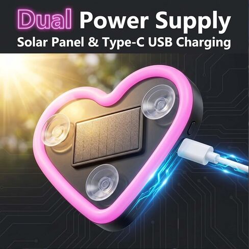 قطعتان من مصابيح LED المحيطة للسيارة، مصابيح قلب شمسية لنافذة السيارة، 5 أوضاع إضاءة، إضاءة محيطة رومانسية على شكل قلب للسيارة، ديكور خارجي، هدية مثالية للأزواج والنساء والرجال in Kuwait