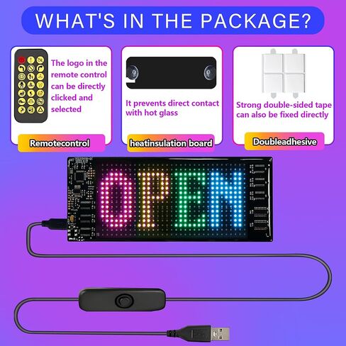 Flexible 7x3'' Car LED Sign - Bluetooth APP Control,USB 5V DIY and Text Programmable Animated Signs Matrix Panel,Scrolling Display for Parties, Weddings,Cars,Window Ads in Kuwait