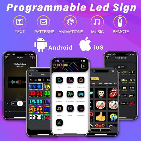 Flexible 7x3'' Car LED Sign - Bluetooth APP Control,USB 5V DIY and Text Programmable Animated Signs Matrix Panel,Scrolling Display for Parties, Weddings,Cars,Window Ads in Kuwait