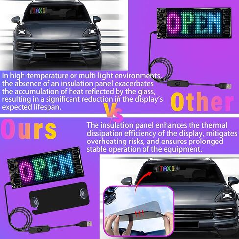 Flexible 7x3'' Car LED Sign - Bluetooth APP Control,USB 5V DIY and Text Programmable Animated Signs Matrix Panel,Scrolling Display for Parties, Weddings,Cars,Window Ads in Kuwait