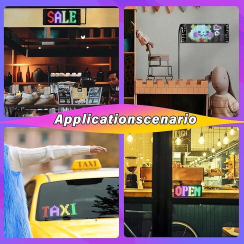 Flexible 7x3'' Car LED Sign - Bluetooth APP Control,USB 5V DIY and Text Programmable Animated Signs Matrix Panel,Scrolling Display for Parties, Weddings,Cars,Window Ads in Kuwait