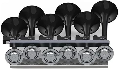 Musical Air Horn for Bus & Truck 130 dB 12/24 Volt 6 Trumpet Pipes 24 Built-in Melodies with Turbo Controller in Kuwait