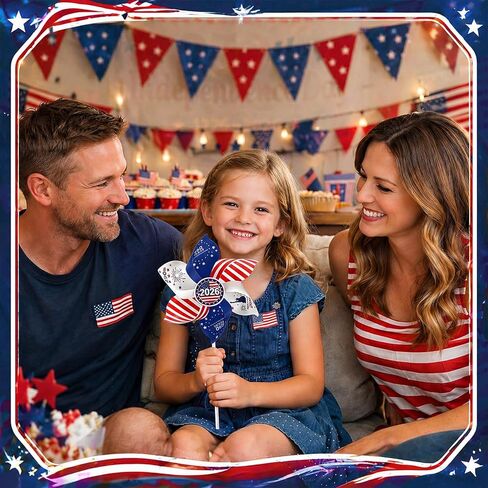 Junkin 12 Pack American Flag pinwheels Patriotic pinwheels 250th Anniversary 4th of July Decorations Red and White Wind Spinners with Stake for Yard Independence Day Memorial Day Outdoor Decorations in Kuwait