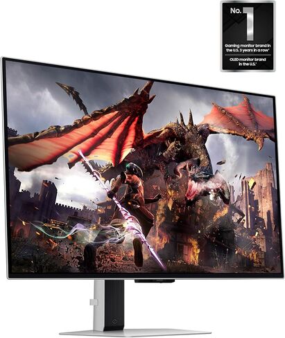 شاشة الألعاب الذكية Samsung Odyssey OLED G8 (G80SD) مقاس 32 بوصة بدقة 4K UHD، 240 هرتز 0.03 مللي ثانية، شاشة خالية من الوهج، مركز ألعاب، تصميم معدني أنيق قابل للتعديل، LS32DG802SNXZA، 2024 (متجدد)، فضي in Saudi Arabia