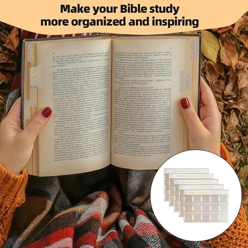 علامات تبويب الكتاب المقدس - علامات تبويب الكتاب المقدس مغلفة لسهولة التنقل، علامات تبويب الكتاب المقدس المحايدة مع حروف ذهبية، علامات تبويب فهرس الكتاب المقدس للمجلات الدراسية، أدوات مساعدة القراءة للنساء والرجال in Kuwait