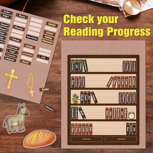 Bible Tabs Set with Gold Foil Embossing, Large Print 66 + 10 Customable, Bible Study Supplies with 32 Decorative Stickers, 3 Bookmarks, 1 Reading Tracker in Kuwait