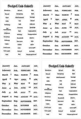 Small Index Tabs Stickers Monthly Sticker Sticky Budget Label Tabs Sticker for Cash Stuffing Envelopes A6 Budget Binder Inserts Pouch Pocket Dividers(Black Tabs Stickers) in Kuwait