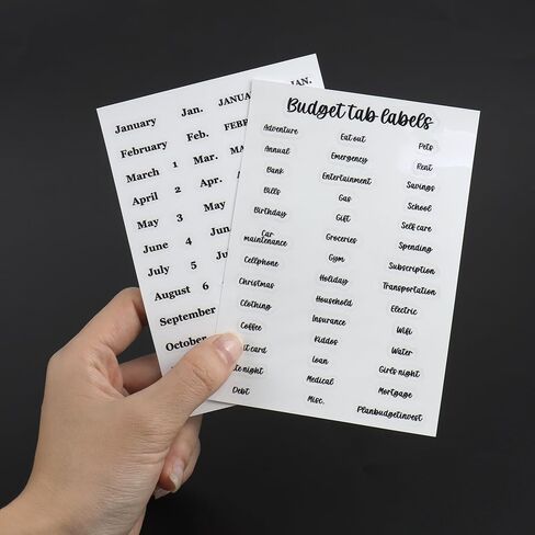 Small Index Tabs Stickers Monthly Sticker Sticky Budget Label Tabs Sticker for Cash Stuffing Envelopes A6 Budget Binder Inserts Pouch Pocket Dividers(Black Tabs Stickers) in Kuwait