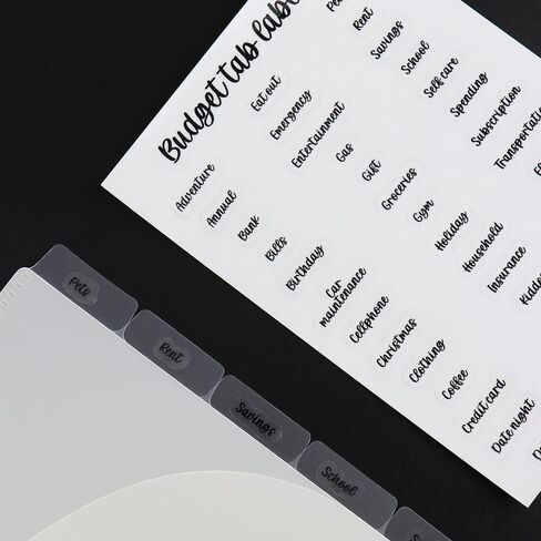 Small Index Tabs Stickers Monthly Sticker Sticky Budget Label Tabs Sticker for Cash Stuffing Envelopes A6 Budget Binder Inserts Pouch Pocket Dividers(Black Tabs Stickers) in Kuwait