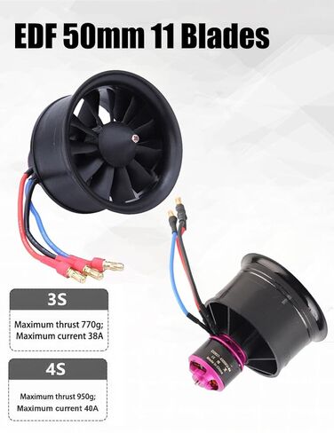 50mm EDF Motor 4S KV4300 High Thrust 770g Brushless Ducted Fan Unit 77g Lightweight High RPM Replacement Propulsion System for RC Jet Airplane Fighter in Kuwait
