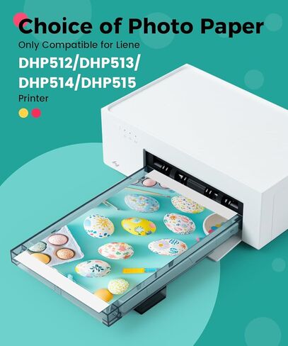 Compatible with Liene Amber M100/M200/M110/M210 4" x 6" Photo Printer 80 Sheets Photo Paper & 2 Ink Cartridges Refill, for DHP512/DHP513/DHP514/DHP515, for Display, Framing, Scrapbook in Kuwait