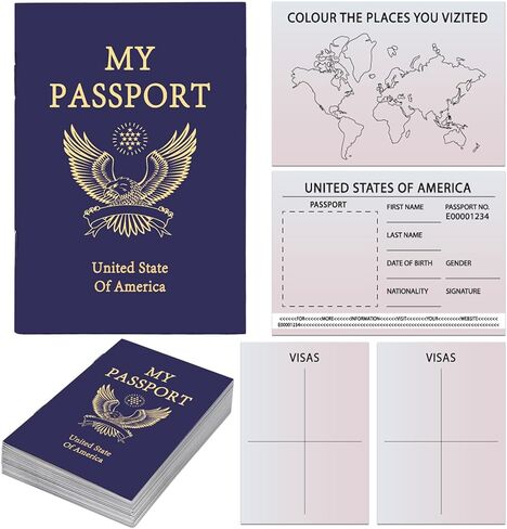 Party Greeting 20PCS Blank Fake Passport Notebooks Student Travel Journal Book Kids Passport Size Notebook for Kid School Travel Party Decorations Game Prizes Supplies Geography Favors School Supplies in Kuwait