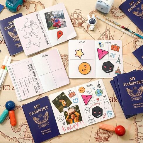 Party Greeting 20PCS Blank Fake Passport Notebooks Student Travel Journal Book Kids Passport Size Notebook for Kid School Travel Party Decorations Game Prizes Supplies Geography Favors School Supplies in Kuwait