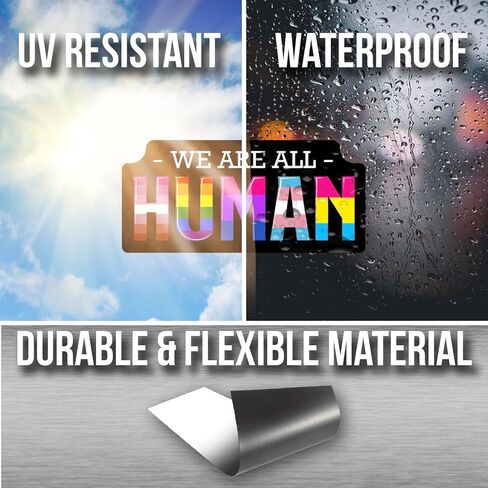Ad Astra Graphics We Are All Human LGBTQ Pride Ally Love مغناطيس مستطيل بعلم قوس قزح - 5 بوصة × 3 بوصة - عدد 1 - صنع في الولايات المتحدة الأمريكية - AAMT0112 in Kuwait