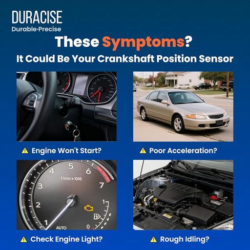DURACISE Crankshaft Position Sensor Fits 2003-2007 Honda Accord 2.4L, 2006-2011 Civic 1.8L, 2003-2011 Element 2.4L, 2006-2008 Fit 1.5L & 2007-2013 Acura RDX 3.5L, 2004-2008 TSX 2.4L, OEM 37500-RAA-A01 in Kuwait