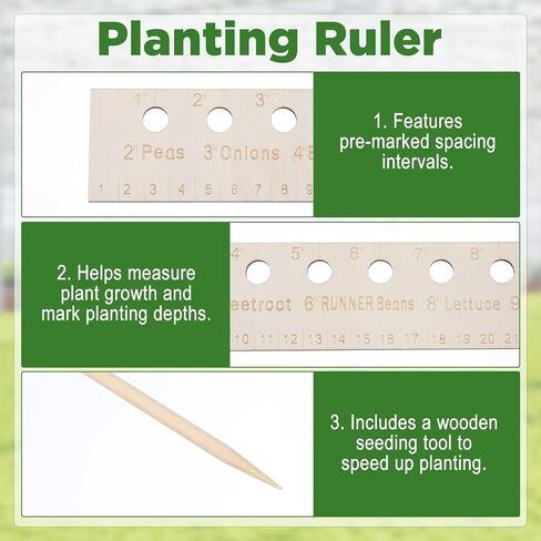 Wooden Seeding Ruler with Holes, Foldable Seed Spacer Seeder Planting Ruler, Measuring Tool for Vegetable Seedings and Planting Template in Kuwait