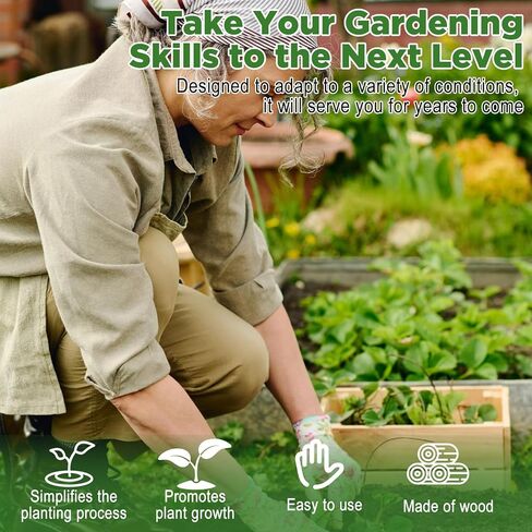 Wooden Seeding Ruler with Holes, Foldable Seed Spacer Seeder Planting Ruler, Measuring Tool for Vegetable Seedings and Planting Template in Kuwait
