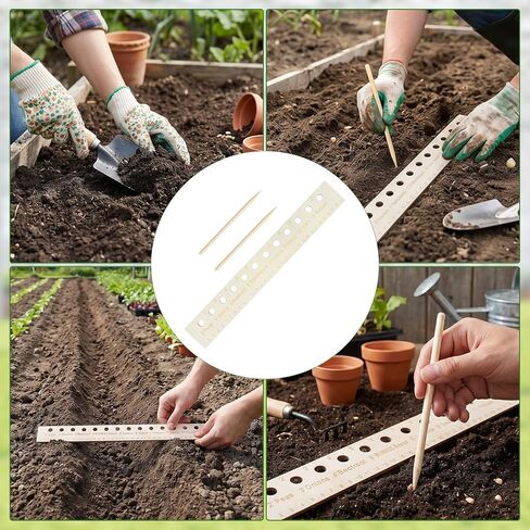 Wooden Seeding Ruler with Holes, Foldable Seed Spacer Seeder Planting Ruler, Measuring Tool for Vegetable Seedings and Planting Template in Kuwait