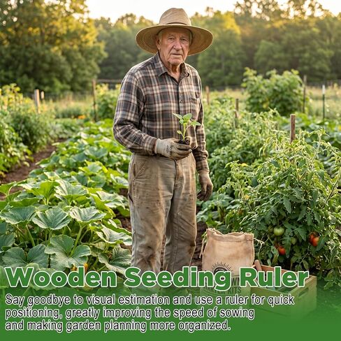 Wooden Seeding Ruler with Holes, Foldable Seed Spacer Seeder Planting Ruler, Measuring Tool for Vegetable Seedings and Planting Template in Kuwait