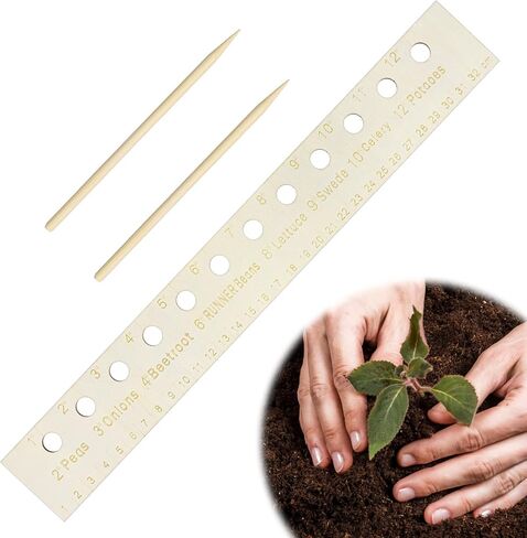 Wooden Seeding Ruler with Holes, Foldable Seed Spacer Seeder Planting Ruler, Measuring Tool for Vegetable Seedings and Planting Template in Kuwait