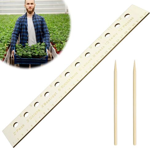 Wooden Seeding Ruler with Holes, Foldable Seed Spacer Seeder Planting Ruler, Measuring Tool for Vegetable Seedings and Planting Template in Kuwait