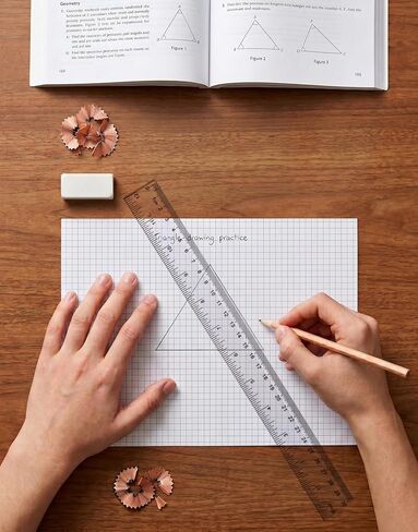 Ruler 12 Inch, 2 Pack Clear Plastic Rulers with Inches and Metric, Shatterproof Transparent Straight Edge for School Office, Easy-to-Read mm cm Markings in Kuwait