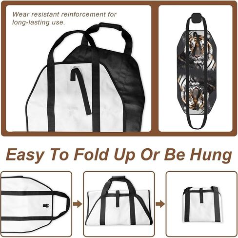 Tiger At Rest Firewood Carrier Bag-Heavy Duty Canvas Log Tote, Waterproof Wood Hauler With Padded Handles in Kuwait