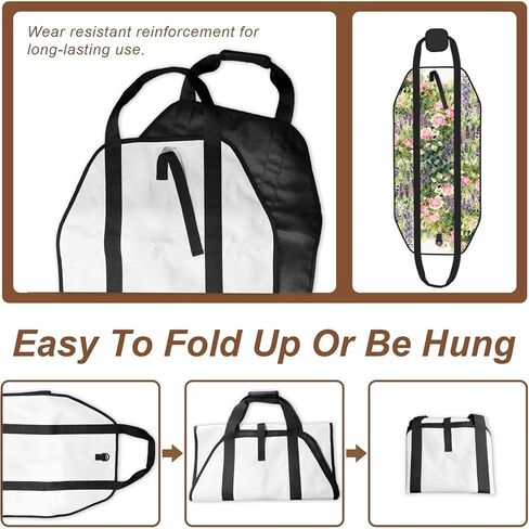 Country Garden Firewood Carrier Bag-Heavy Duty Canvas Log Tote, Waterproof Wood Hauler With Padded Handles in Kuwait