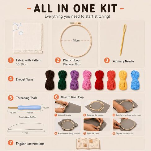 Punch Needle kit for Beginners, Lake at Sunset Lakeside Dusk Punch Stitching kit for Adults, Needle Punch Kits for Adults, DIY Craft in Kuwait