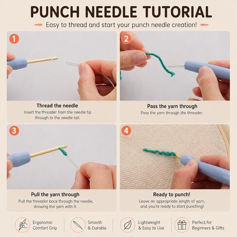 Punch Needle kit for Beginners, Lake at Sunset Lakeside Dusk Punch Stitching kit for Adults, Needle Punch Kits for Adults, DIY Craft in Kuwait